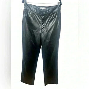 Zara black pleather wide leg pants.  Size 8